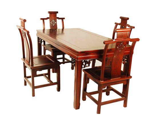 红木家具生产的长方餐桌椅